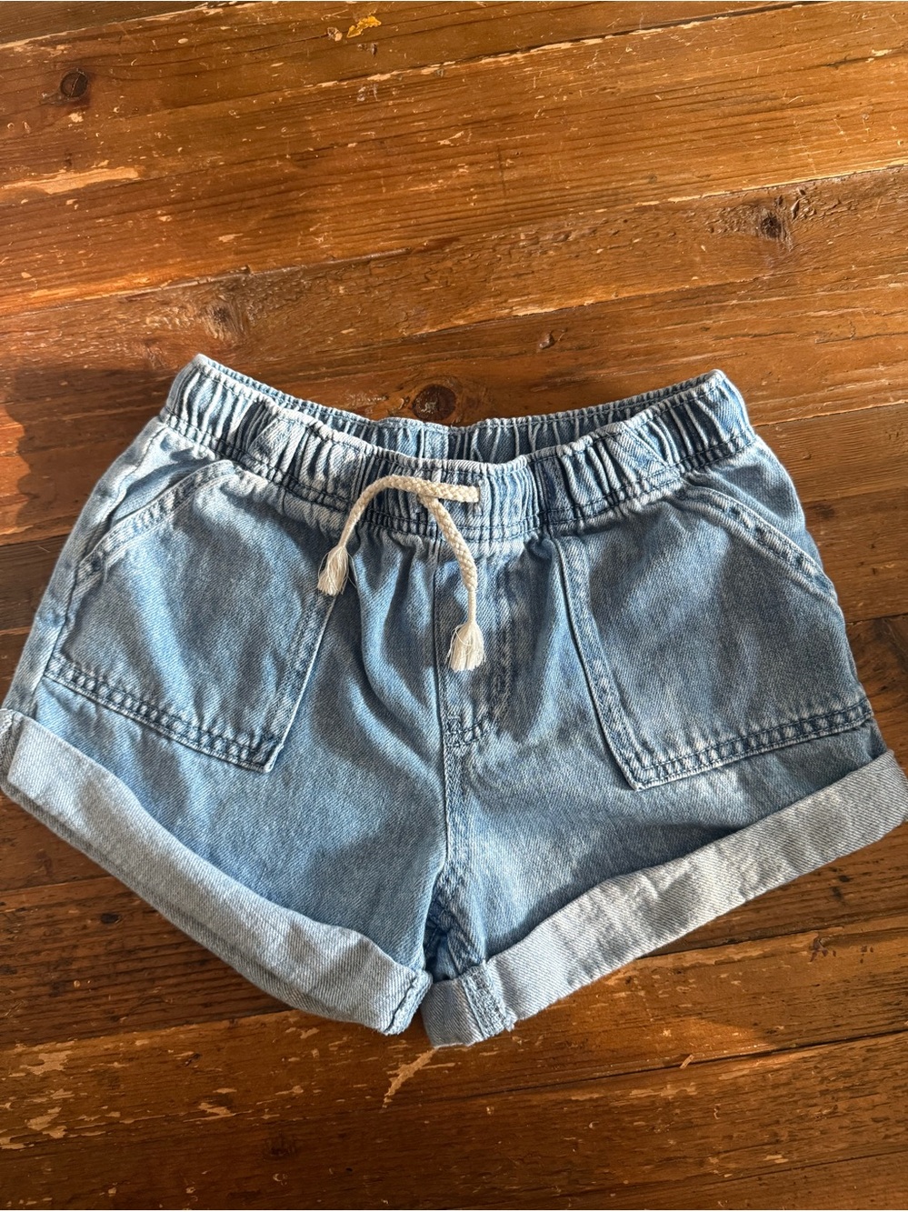 Cat & Jack Girls Light Blue Denim Drawstring Shorts